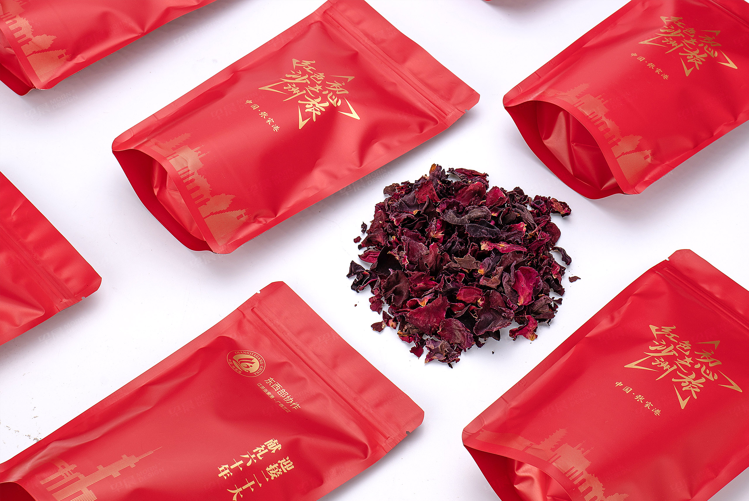 玫瑰花茶文創(chuàng)品牌包裝設(shè)計(jì)-紅色沙洲初心之旅-早晨設(shè)計(jì)包裝設(shè)計(jì)作品